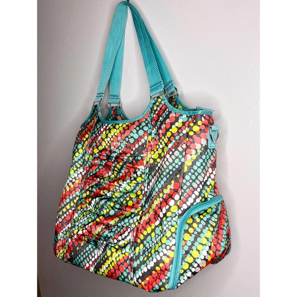 Thirty-One All Pro Tote Graffiti Dot Green Polka Dot with Shoe Compartment - Picture 4 of 15